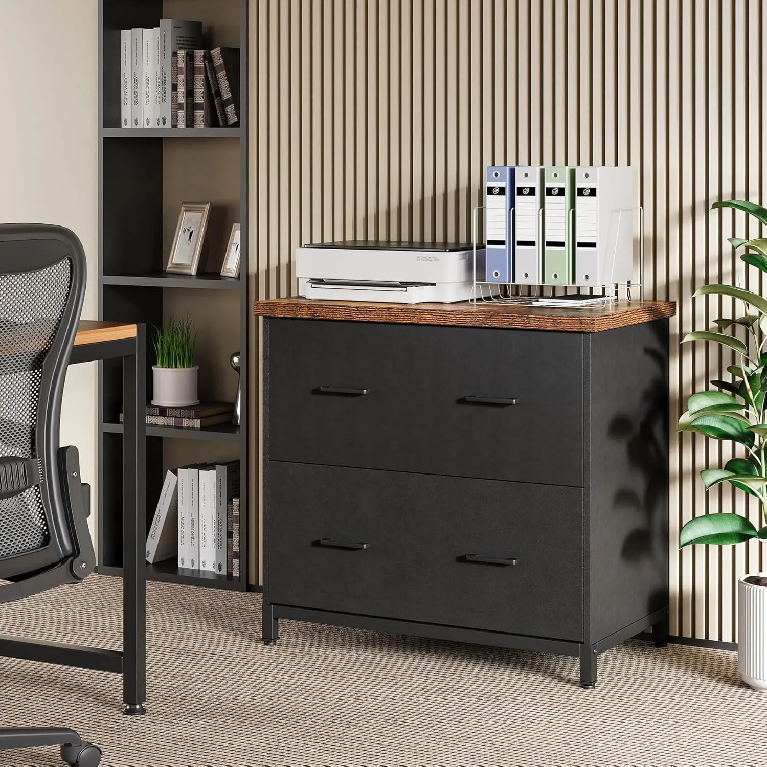 LITTLE TREE 2 Drawer File Cabinet for Home Office, 30.7-Inch Lateral Office Cabinet for A4 and Letter Size Files, Printer Stand, Storage Cabinet Organizer