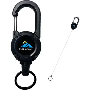 Retractable  Heavy Duty, Multitool Carabiner Badge Holder, Retractable  Clip Id Holder, Upgraded 58cm Stainless Steel Cord, Suitable for Men and Women Black