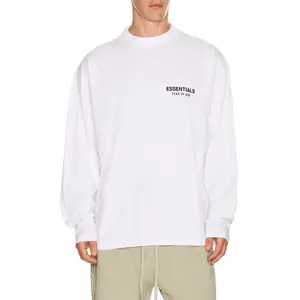 Fear of God ESSENTIALS Classic Fit Long Sleeve T-Shirt in Bright White