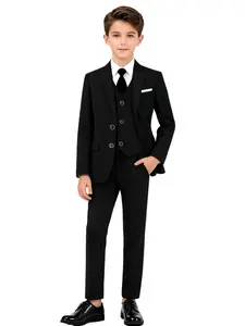 Boys' Formal Dress 4-Piece Set, Coat Vest Trousers Tie, Toddler Teen Children Outfit For Wedding Graduation Birthday Party, Kids Gentleman Suit  (Shirt Not Included)-19133