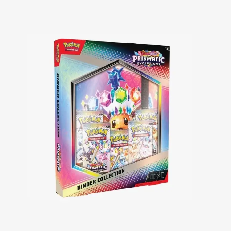 Pokemon TCG: Scarlet & Violet—Prismatic Evolutions Binder Collection with 21 9-Pocket Pages & 5 Booster Packs Featuring Eevee & Friends Light Up