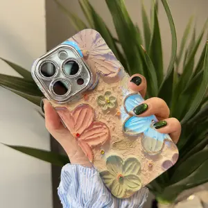 Labzone for iPhone17 16 Pro Max 15 14 13 14 Case, Vibrant Flowers Oil Painting Design, 16 Plus Phone Cover, with Lens Protector