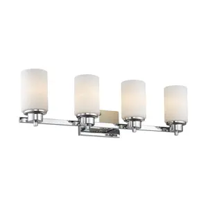 Chloe Lighting CH2R008CM29-BL4 Scarlett Contemporary 4 Light Chrome Finish Bath Vanity Light Etched White Glass - 29 in.