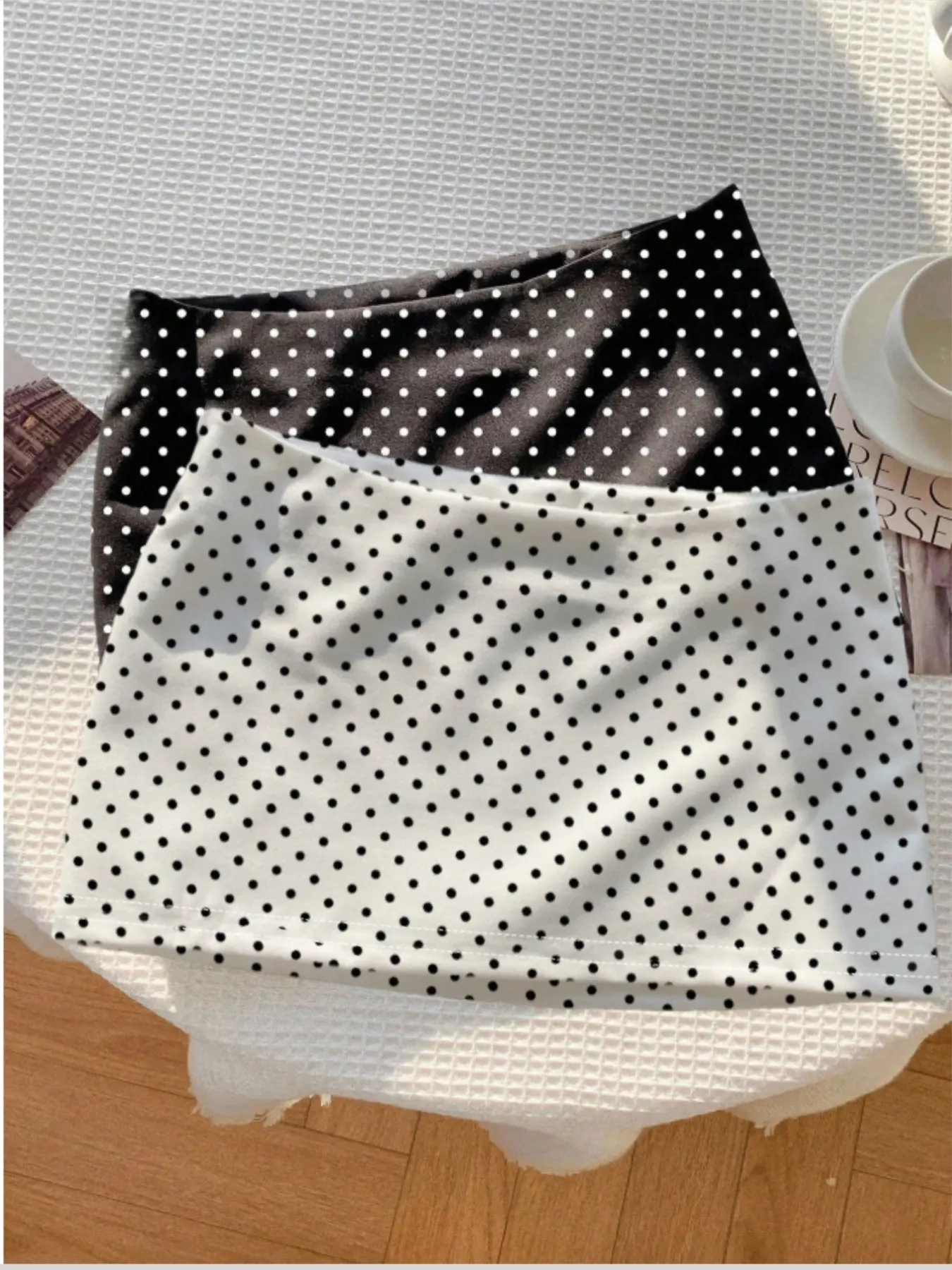 New polka dot two-piece fashion women's fitted mini skirt Print with lining Casual Comfy Skirt Aesthetic Fashionable Skirt