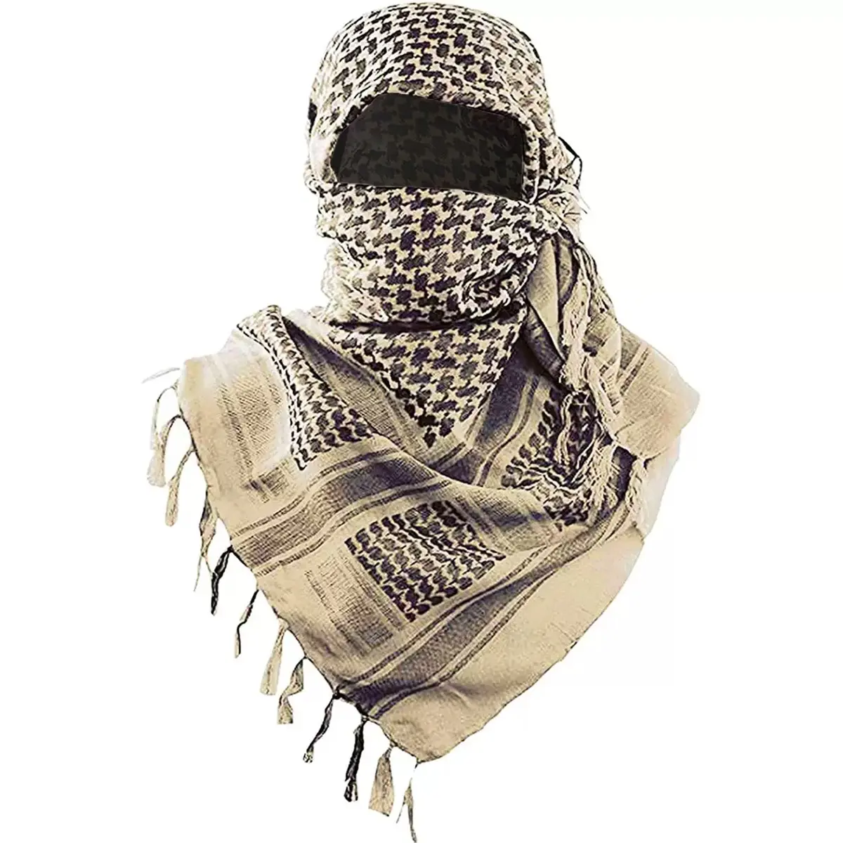 Tactical Shemagh Scarf 100% Cotton Keffiyeh Desert Wrap – Breathable Outdoor Headwear for Hiking, Camping, Airsoft & Sun Protection – All-Seasons Fall Hat with Western Wear Style, Beret, Green Cowboy Turban