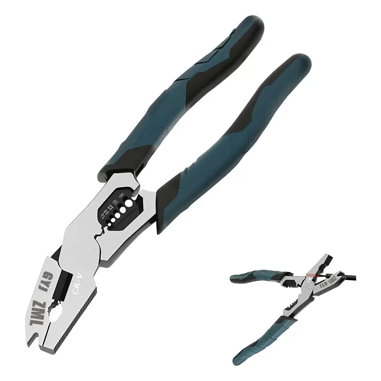 6-in-1 CR-V Steel Wire Stripping Pliers, Professional Hand Tools with Precise-Cut Diagonal Cutters for Electrical Cables Wire Strippers Wire Snips