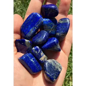 New Moon Beginnings Lapis Lazuli Tumbled Stone - A Quality Blue and Gold Color with Unique Shape and Texture