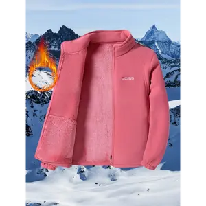 distressed jean jacket Women's Mint Green Fleece Jacket With Plush Padding - Stand Collar Winter Jacket, Long Sleeve Zip Outer For Skiing, Snowboarding And Casual Cold Weather Wear (Non-Stretch)