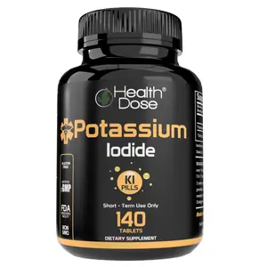 Health Dose Potassium Iodide KI Pills 130mg 140 Tablets For Radiation Protection, Thyroid Support & Iodine Deficiency 10 Year Shelf Life supplements