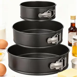 Round Cake Pan Set of 3 pcs 7" 8" 9" Nonstick Carbon Steel Leak-Proof with Removable Bottom Ideal for Baking Flexible Options Durable Construction Oven Safe