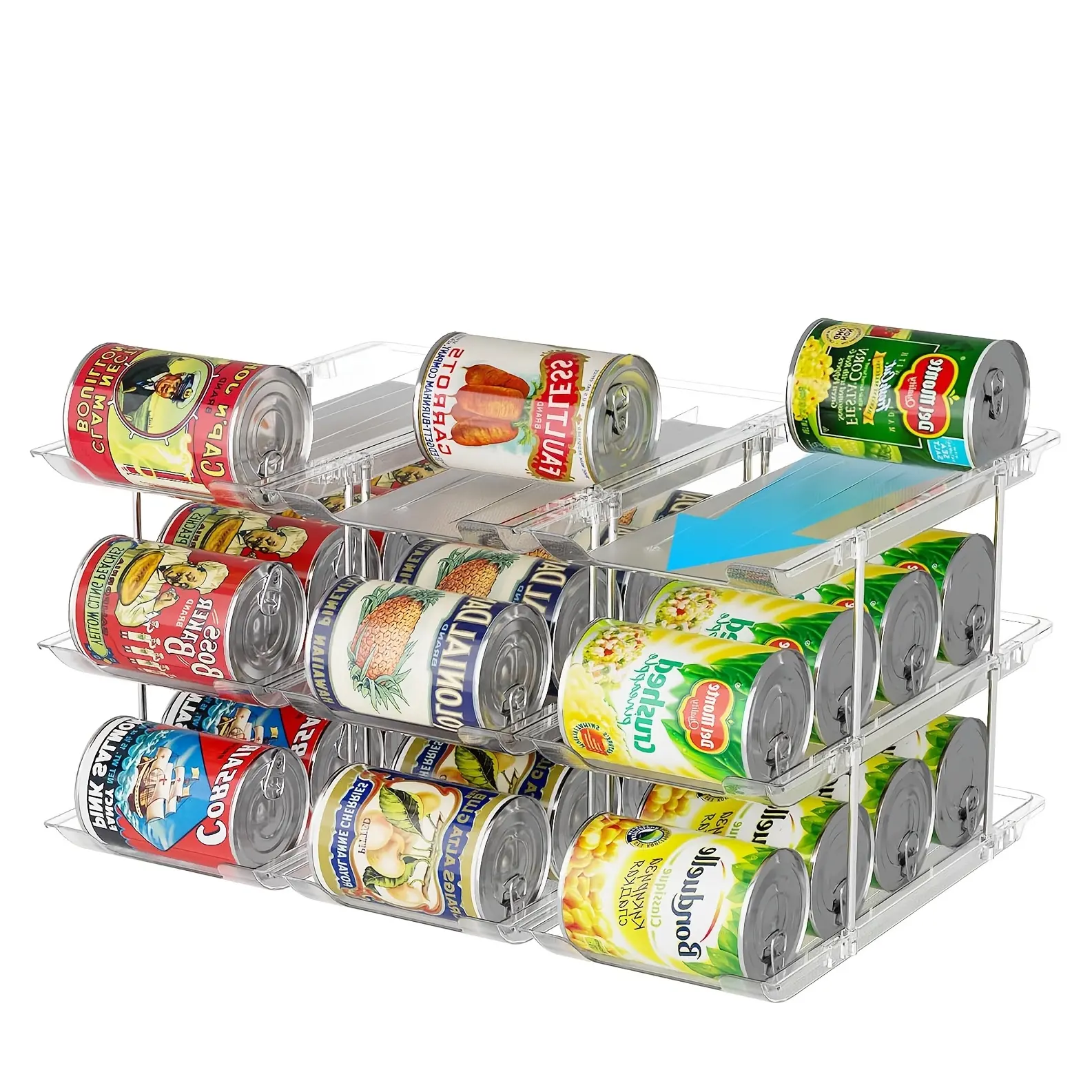 Can Storage Organizer Pantry And Canned Food Holders For Soup Can Goods Dispenser With Rack, 3 Tier Adjustable Can Storage Beverage Cans Clear Canned Goods Holder For Pantry And Fridge, Holds Up To 36 Cans