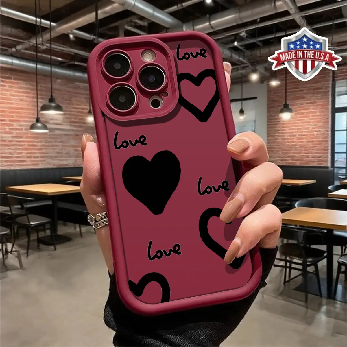Stylish Love Heart Pattern Aesthetic Phone Case for iPhone Samsung 17 16 15 14 Pro Max 13 12 11 XR XS Plus Air Galaxy S25 S24 S23 S22 A71 A56 A55 A54 A53 A52 Slim Shockproof Anti Drop Protective Soft TPU Durable Cover Fashion Gift for Girl