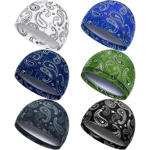 6 Pcs Cooling Skull Cap Motorcycle Helmet Liner Men Women Sweat Wicking Beanie Bicycle Running Cap Head Wrap