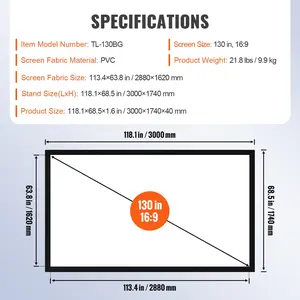 Big 130 Diagonal 16: 9 HD Projector Screen Home Theater Outdoor Use