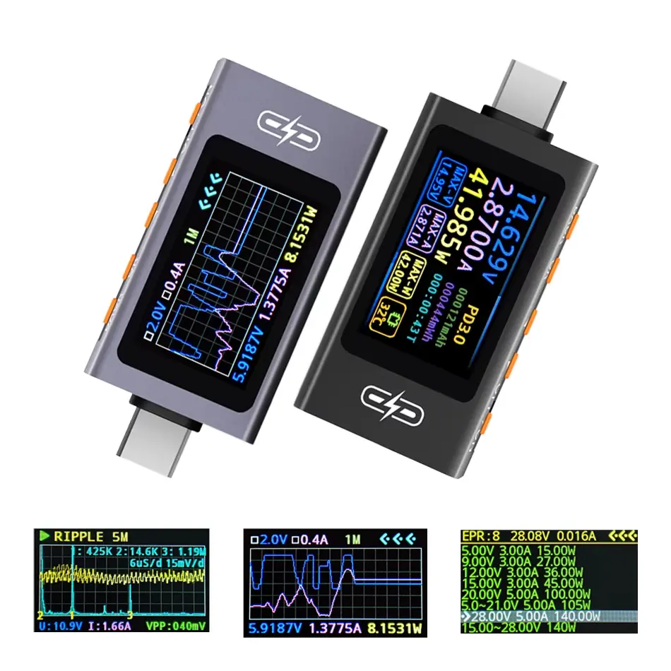 POROMETISTO-UT01C Type-C USB Tester DC4-30V 0-12A Multifunctional Power Meter with 1.14inch IPS Digital Display Multimeter Voltage Current Detector Support PD, QC, PPS and Other Fast Charging Protocol Detection
