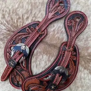 Pair Adult Size Top Grain Leather with Hair On Cowhide Western Spur Straps