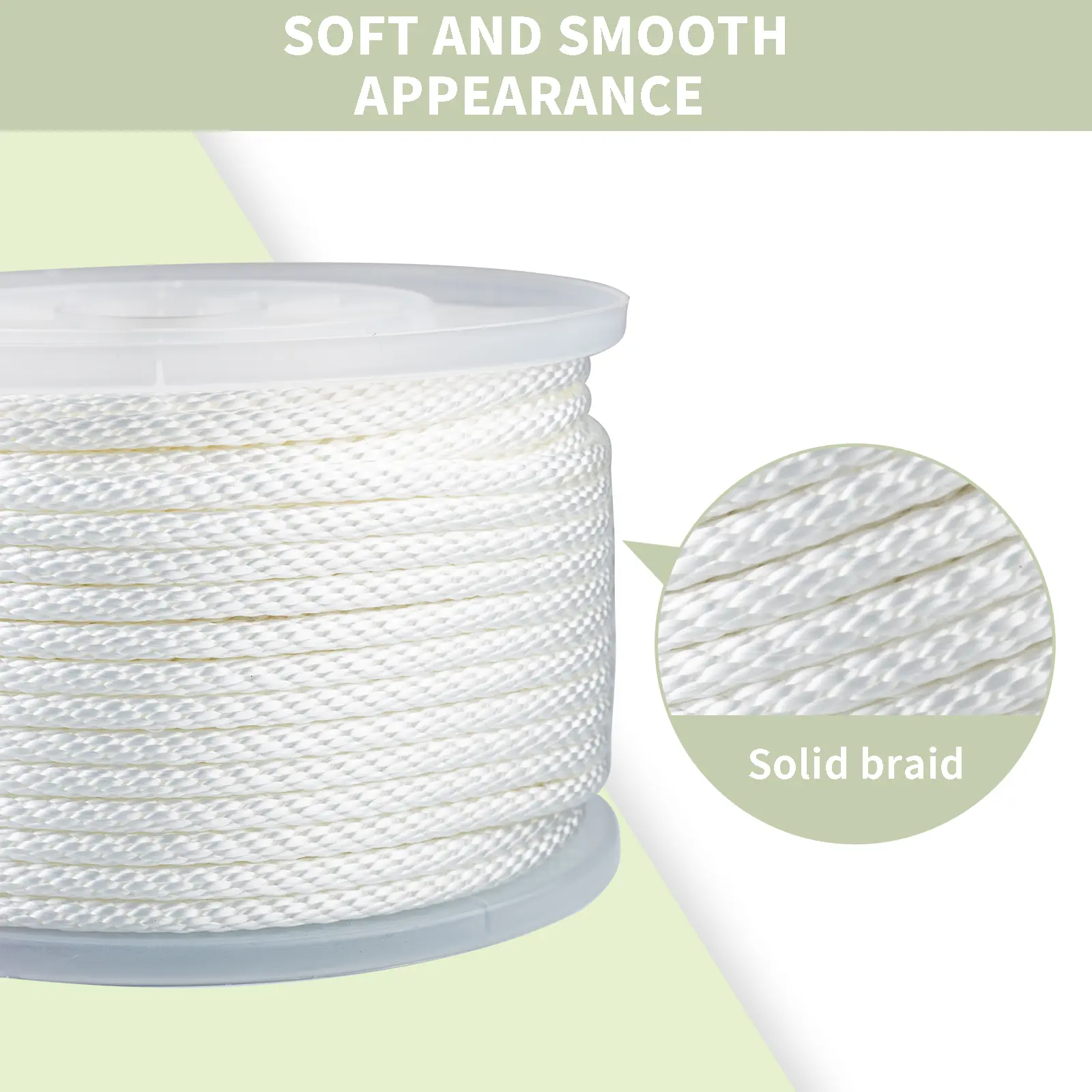 3/16 in 475ft Multipurpose Solid Braided Synthetic Rope - Abrasion & UV Resistant, Shock Absorbent Rope for Camping, Marine Use, Indoor Outdoor Tools & Hardware Needs, Braided Ropes
