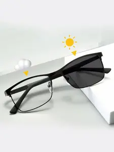 Color Changing Blue Light Blocking Glasses, Polarized Night Vision Reading Eyewear, Stainless Steel Frame, Casual Style, All Seasons Use, Anti Eyestrain Eyewear, Reading Eyeglasses