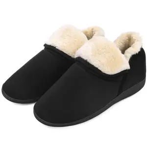 VONMAY Men's Bootie Slippers - Warm Ankle Fuzzy House Shoes, Plush Memory Foam Indoor Outdoor, Cozy Winter Comfort Flipflop Slide for Men