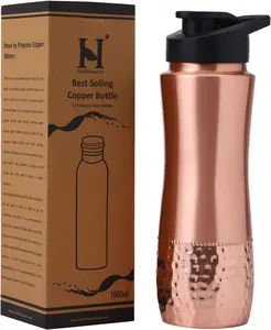 Copper Water Bottle with Sipper 30.4 Oz (900 mL) - 100% Pure Copper Bottle for Drinking Water, Ayurvedic Copper Water Bottle for Daily Health & Immunity