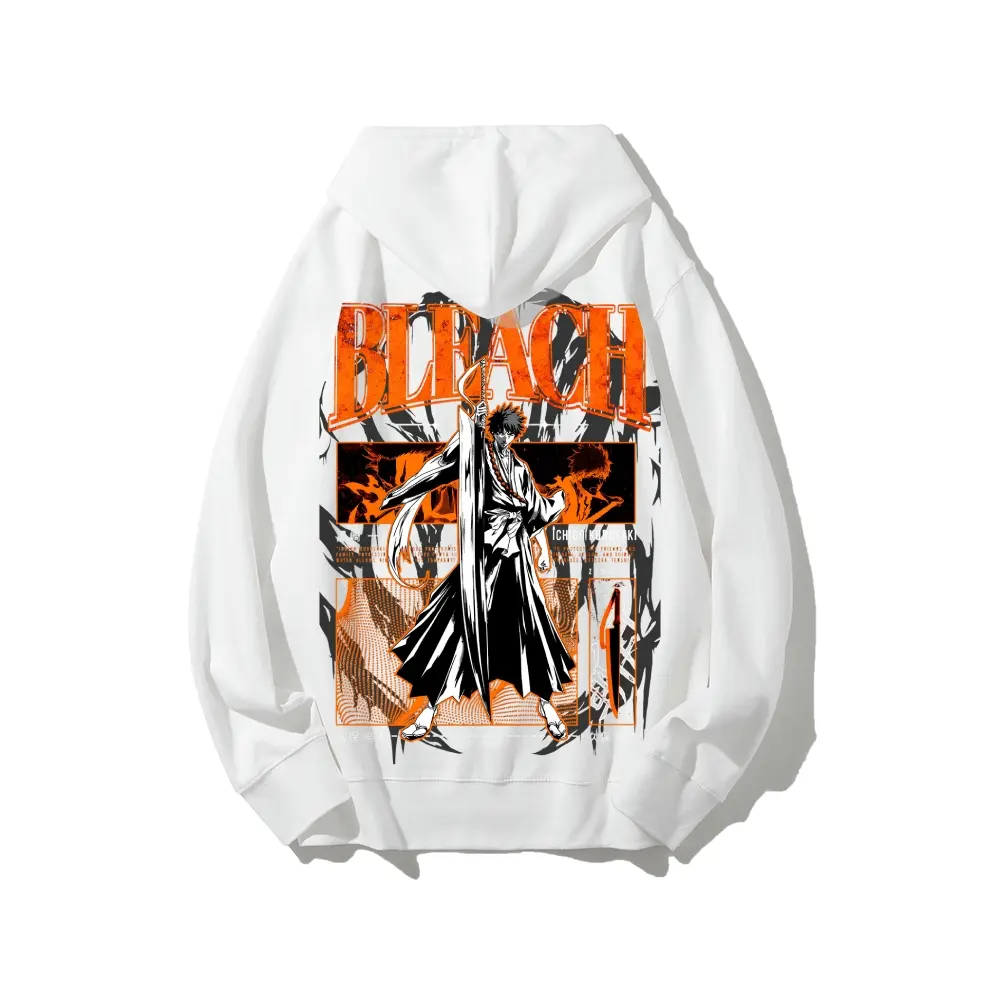Men's Bleach Kurosaki Ichigo Hollow Mask Zangetsu Cotton Hoodie - Heavyweight, Breathable Long Sleeve Cotton Fabric, Unisex Streetwear Style Sweatshirt, Casual Daily Fan Essential Gift
