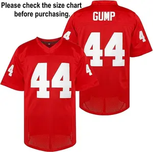 Men's Red #44 Embroidered Rugby Jersey - Loose Fit, Breathable Mesh Fabric, V-Neck Sports Top for Casual & Athletic Wear Christmas gifts