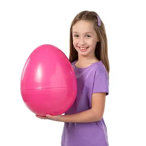 14" Fillable Pink Plastic Easter Eggs - 6 Pc.