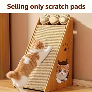 1pc Sisal Cat Scratching Mat Pad, Natural Sisal Scratcher - with Reusable Fastener Strips, No Residue, Durable Natural Sisal Fiber Surface - Perfect Gift for Cat Lovers, Sofa & Corner Protector, Cat Scratch Deterrent with Hook & Loop Tape