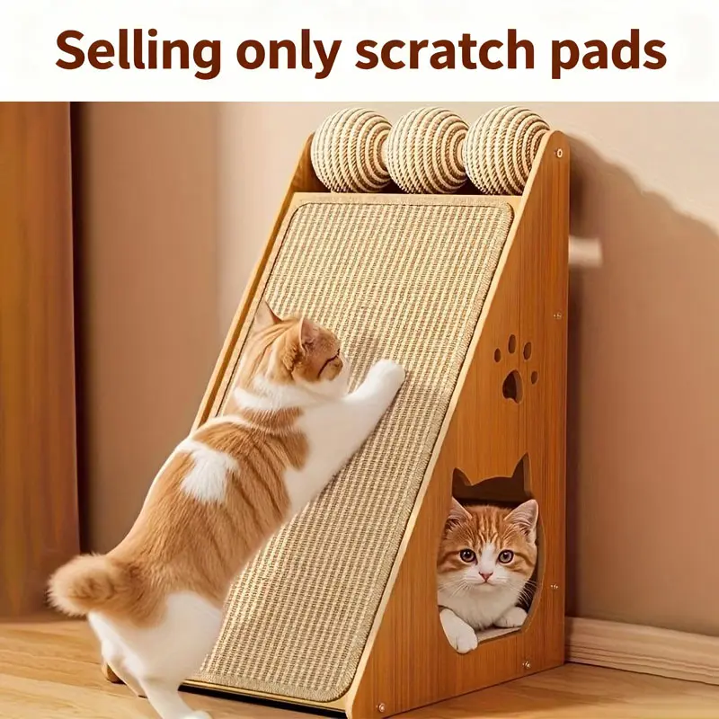 1pc Sisal Cat Scratching Mat Pad, Natural Sisal Scratcher - with Reusable Fastener Strips, No Residue, Durable Natural Sisal Fiber Surface - Perfect Gift for Cat Lovers, Home, Sofa & Corner Protector, Cat Scratch Deterrent with Hook & Loop Tape
