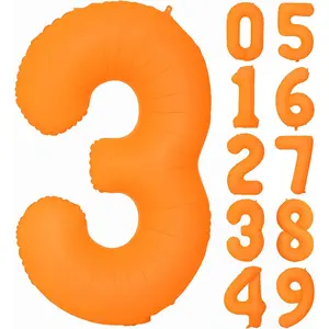 40 IN Orange Birthday Number 3 Balloons Fluorescent Orange Balloon Helium Foil Balloons For Boys Girls Birthday Wedding Shower Fluorescent Party Decorations Supplies 3