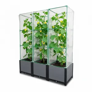 All-in-One Climbing Plant Growing Solution: 2-in-1 raised garden bed with trellis. stackable planter box & double-layer tomato cage. Ideal for tomatoes, cucumbers, sweet peas. Great for pros & beginners.