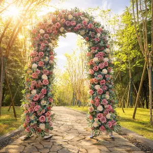 Open Wall Arch 5Ft*8Ft Flower Arrangement Set with Artificial Flowers for Garden Wedding Decor Durable Easy to Assemble Versatile Design