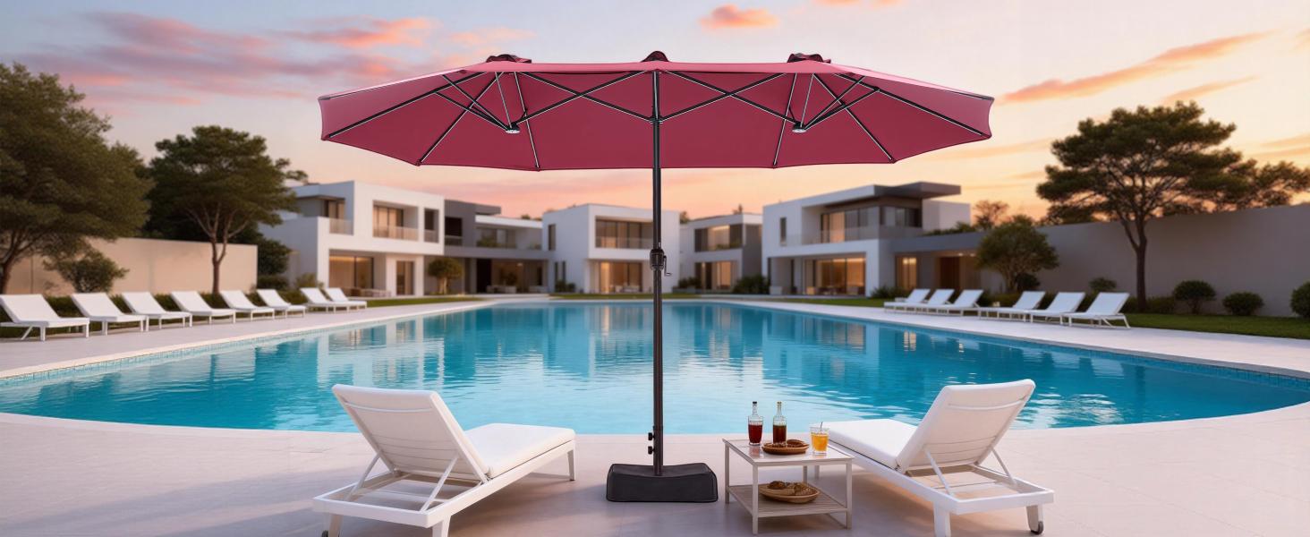 Sweetcrispy 15ft Large Rectangle Patio Umbrella - Polyester Adjustable UV Resistant Sunshade Canopy, Includes Base for Large Area Coverage, Ideal for Deck, Backyard, Adjustable Canopy, Uv Resistant Canopy Sweetcrispy 15ft Large Rectangle Patio Umbrella - Polyester Adjustable UV Resistant Sunshade Canopy, Includes Base for Large Area Coverage, Ideal for Deck, Backyard, Adjustable Canopy, Uv Resistant Canopy