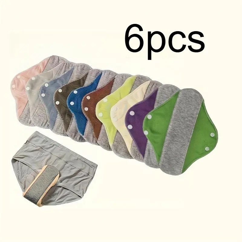 6pcs Leakproof Absorbent Reusable Pads - Acrylic Fabric Graphene Adhesive Pads for Camping & Hiking Hammock Use, Menstrual & Urine Care Sanitary Napkin Alternative
