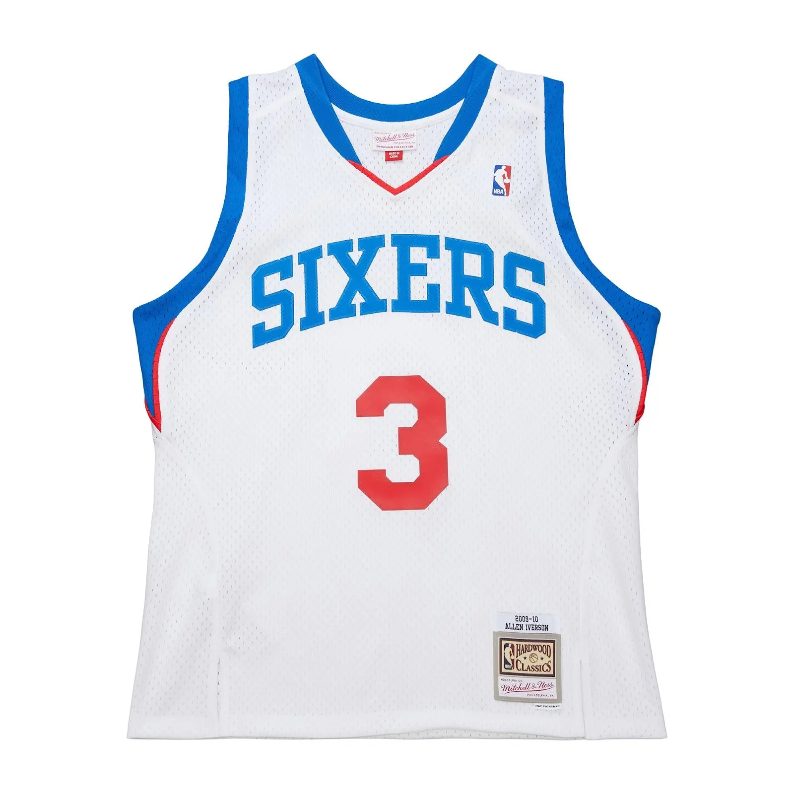 Allen Iverson Philadelphia 76ers 2009-10 White Swingman Jersey NBA Throwback Basketball Hardwood Classics Fan Gear Mitchell & Ness
