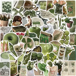 Olive Green Theme Sticker, 62/1240pcs Creative Pattern Sticker, DIY Decorative Sticker for Scrapbooking, Journaling, Gift Wrapping, Adhesive Stickers, Sticker Packs, Sticker Set