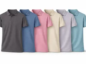 Premium Polo Shirt 100% Garment Dyed Cotton | Premium Soft Washed Polo | Breathable Everyday Golf Shirt | Modern Tailored Fit Casual Short Sleeve Polo Sea Blue & Grey | For Work, Casual, Dates, Golf, and Everyday Wear