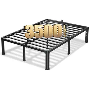 20 Inch Queen Bed Frame, 3500Lbs Heavy Duty Metal Platform with Round Corner Legs Mattress Slide Stopper, Steel Slat Support No Box Spring Needed, Noise Free, Non-Slip, Easy Assembly