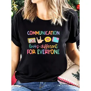 Communication Styles Vary For Everyone Cotton TShirt Embracing ASL AAC Neurodiversity Awareness Speech Language Pathology SLP Gift For Special Education Teachers Autism Acceptance Inclusivity Support Tee