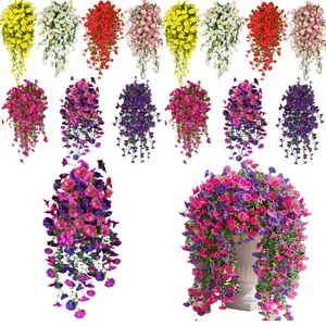 4 pcs Artificial Flowers for Outdoor Decoration,Faux DaisyFlowers for Fall Decor,Realistic Eucalyptus Leaves SilkMums Fake Plants for Garden Pot,FrontPorch,Courtyard,Patio,Lawn Hanging
