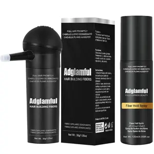Adglamful Men's Hair Construction Fiber Powder and Setting Water Set - Instantly Thins Hair, Instantly Sets Style | Spray Head Design, Uniform and Natural | Quick Hairstyle Management | Men's Full-Body Styling Powder, 30g + 120ml