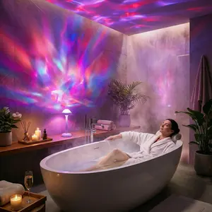 Waterproof 2-in-1 Shower Lamp – Ocean Wave Ambient Light & Projection Lamp, USB Rechargeable Bathroom Spa Night Light