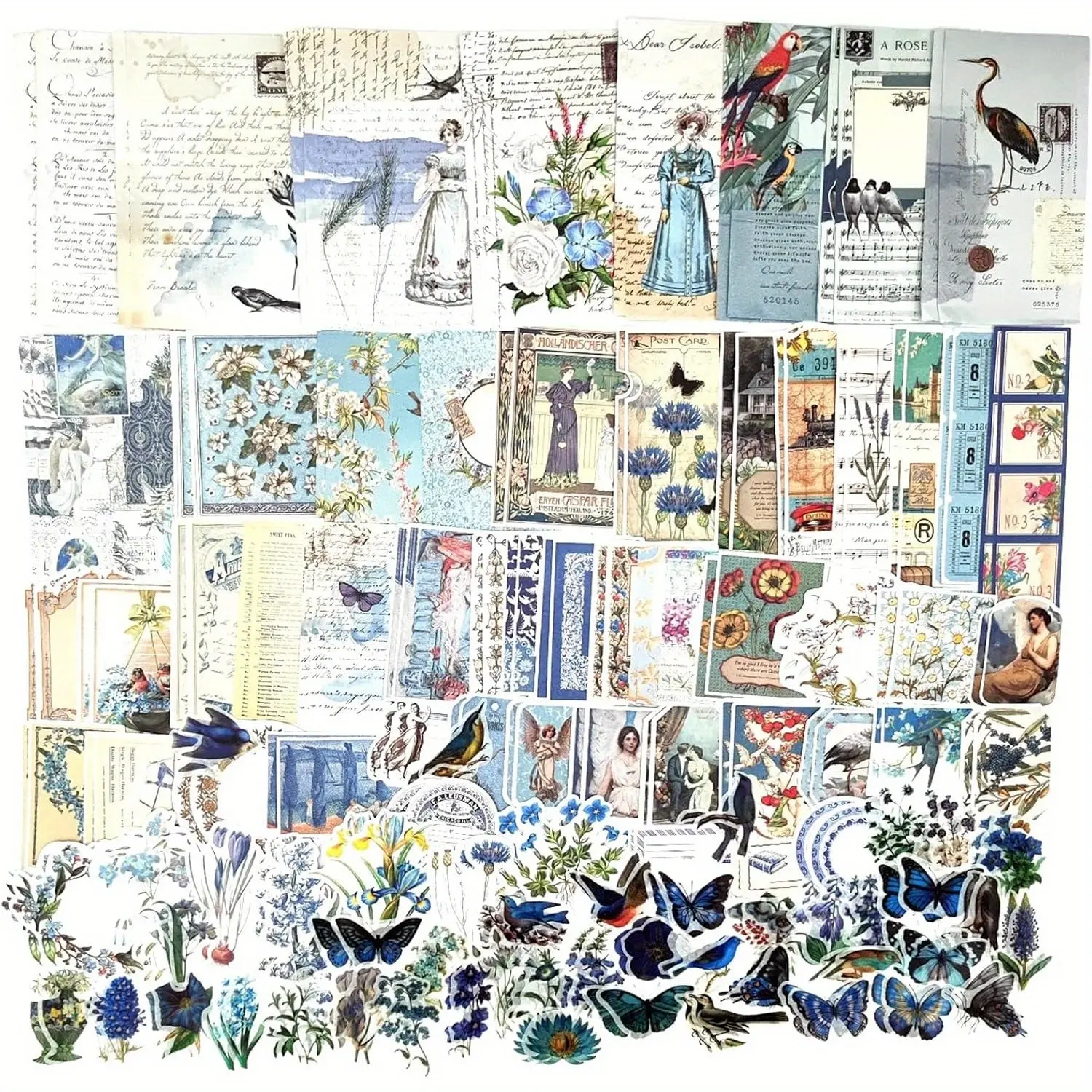 Infeel.Me 200-Piece Layered Vintage Scrapbooking Supplies Kit - Office Stationery with Stickers, Craft Paper for DIY Layered Creativity, Memory Making