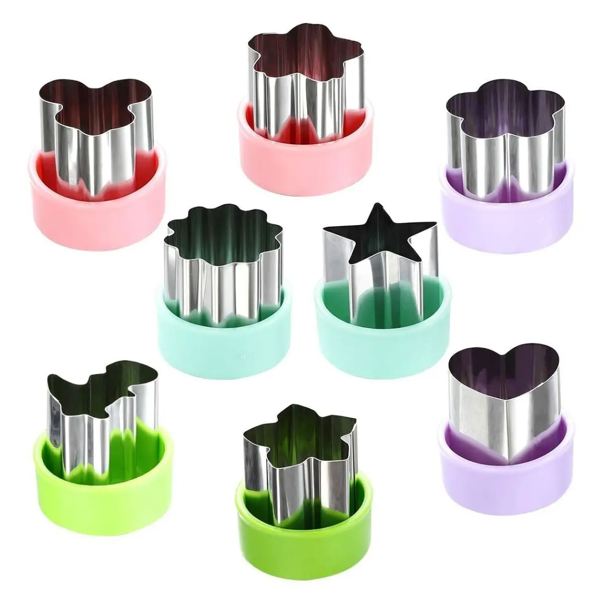 8PCS Mini Stainless Steel Food Cutters – 1.5" Vegetable, Fruit, Sandwich & Cookie Shapes