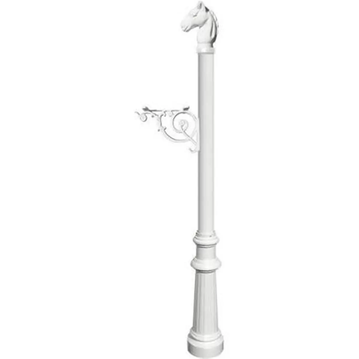 E1 Economy Mailbox System with Fluted Base & Horsehead Finial, White