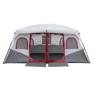 【Waterproof Tent】10-12 Person 2 Room Large Tent Instant Setup with Oxford Fabric Weatherproof for Family Camping Friends Gatherings Glamping Car Camping Two Bedrooms Plus Living Area Outdoor Camping Gear & Accessories Easter Mother's Day Father's Day Gift