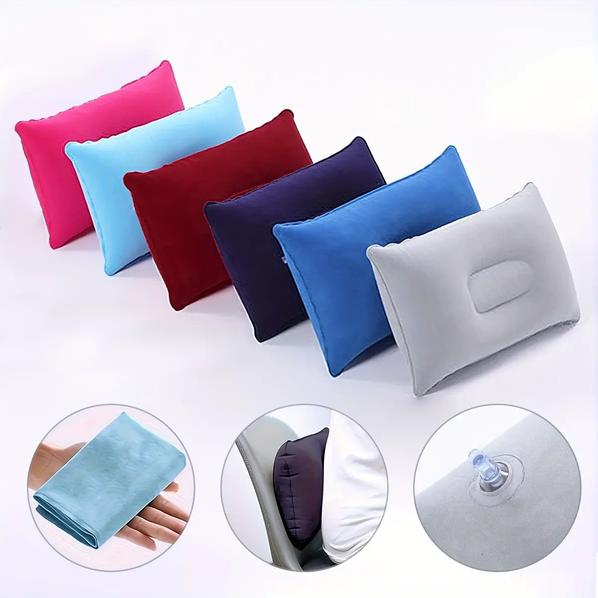 2pcs Comfortable Inflatable Pillow, Travel Neck Cushion, Suitable for Office, Car, Camping, Hiking, Napping, Airplane, Outdoor Adventure - Supports Neck, Washable