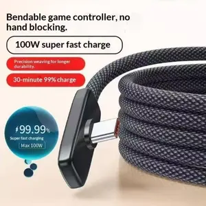 USB-C 100w Fast Charging Braided Data Cable, 6a Gaming Charger Line for Android Huawei Honor Type-C Phones, High-Speed Charge