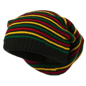 Big Size Rasta Striped Multi Deep Beanie
