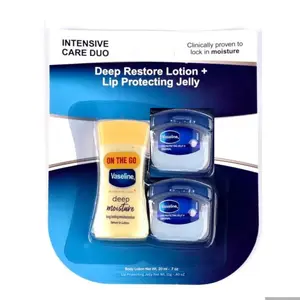 Vaseline Travel Duo Set  Deep Moisture Lotion + Lip Protecting Jelly Travel Size Compact Hydration Set